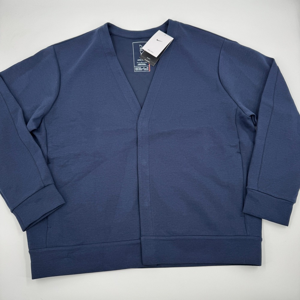 Nike 24.7 Cardigan Sweatshirt Mens Large Navy Blue Dri-FIT Loose Fit HQ6948-451